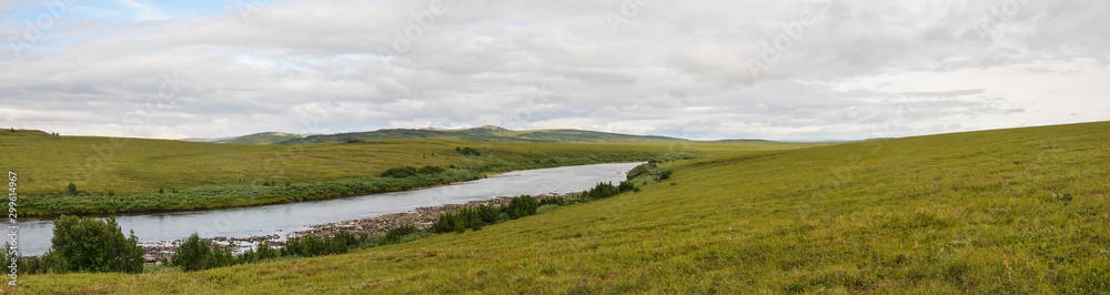 Panorama of the river in the natural Park on Taimyr.