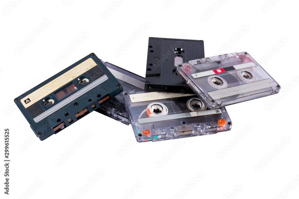 Old cassette tapes in a heap Old cassette tapes in a heap