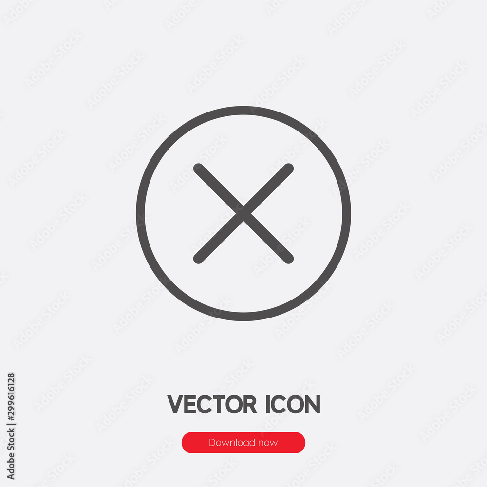 Cancel button icon vector. Linear style sign for mobile concept and web design. Close button symbol illustration. Pixel vector graphics - Vector. Cancel button icon vector. Linear style sign for mobile concept and web design. Close button symbol illustration. Pixel vector graphics - Vector.