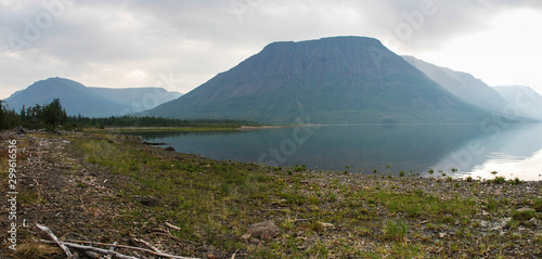 Panorama of lake Lama on the Putorana plateau. photo