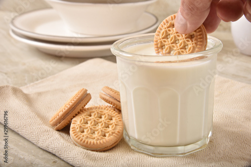 Dunking a cookie in milk