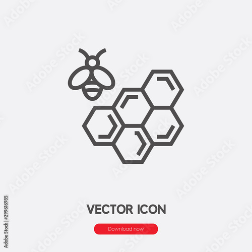 Bee and honey icon vector. Linear style sign for mobile concept and web design. Bee and honey symbol illustration. Pixel vector graphics - Vector.