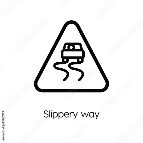 slippery road icon vector. Linear style sign for mobile concept and web design. slippery way symbol illustration. Pixel vector graphics - Vector.