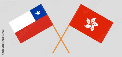 Hong Kong and Chile. Hongkong and Chilean flags