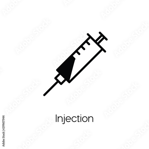 Syringe icon vector. Linear style sign for mobile concept and web design. Injection symbol illustration. Pixel vector graphics - Vector.