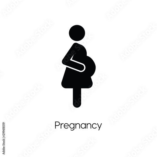 Pregnant woman icon vector. Linear style sign for mobile concept and web design. Pregnancy symbol illustration. Pixel vector graphics - Vector.