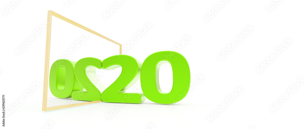 2020 new year, 2020 reflected on a mirror creating the shape of the heart 2020 new year, 2020 reflected on a mirror creating the shape of the heart