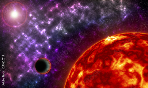 Space Nebula and Sun Background