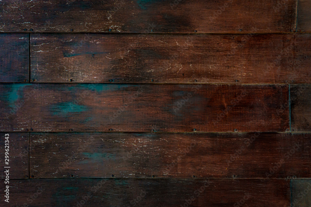 Fototapeta premium Wooden texture dramatic light, natural pattern. Wooden brown background. Brown board.