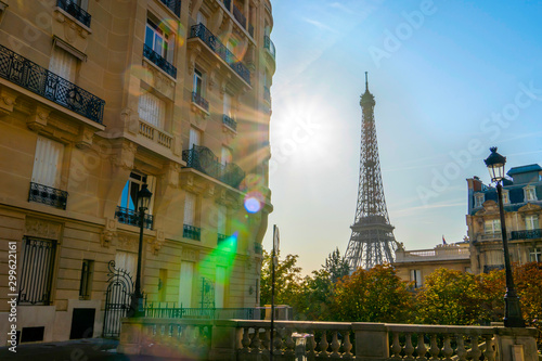 Beautiful view of famous Eiffel Tower in Paris, France. Paris Best Destinations in Europe.