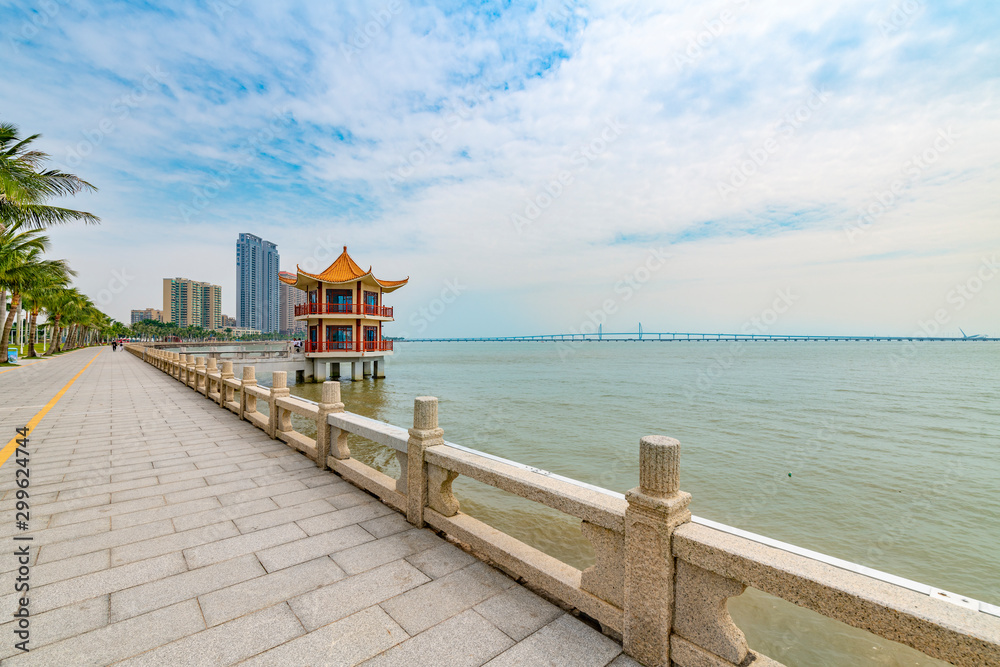 Coastal view of the South Road of couples in Zhuhai City, Guangdong Province