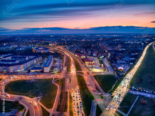 southern gdansk and highway at evening