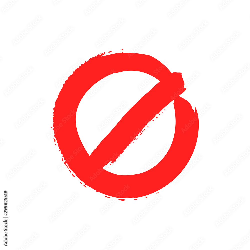 Prohibited doodle icon. Prohibition hand drawn sign.