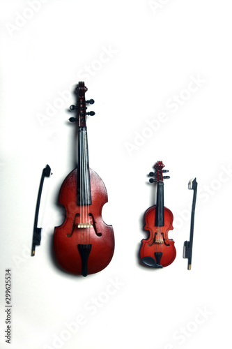 violin and bass-viol isolated on white background
