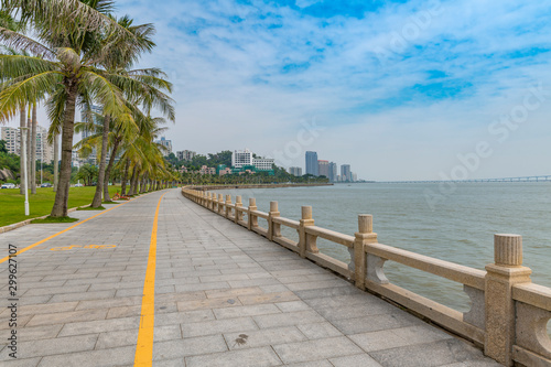 Coastal view of the South Road of couples in Zhuhai City  Guangdong Province