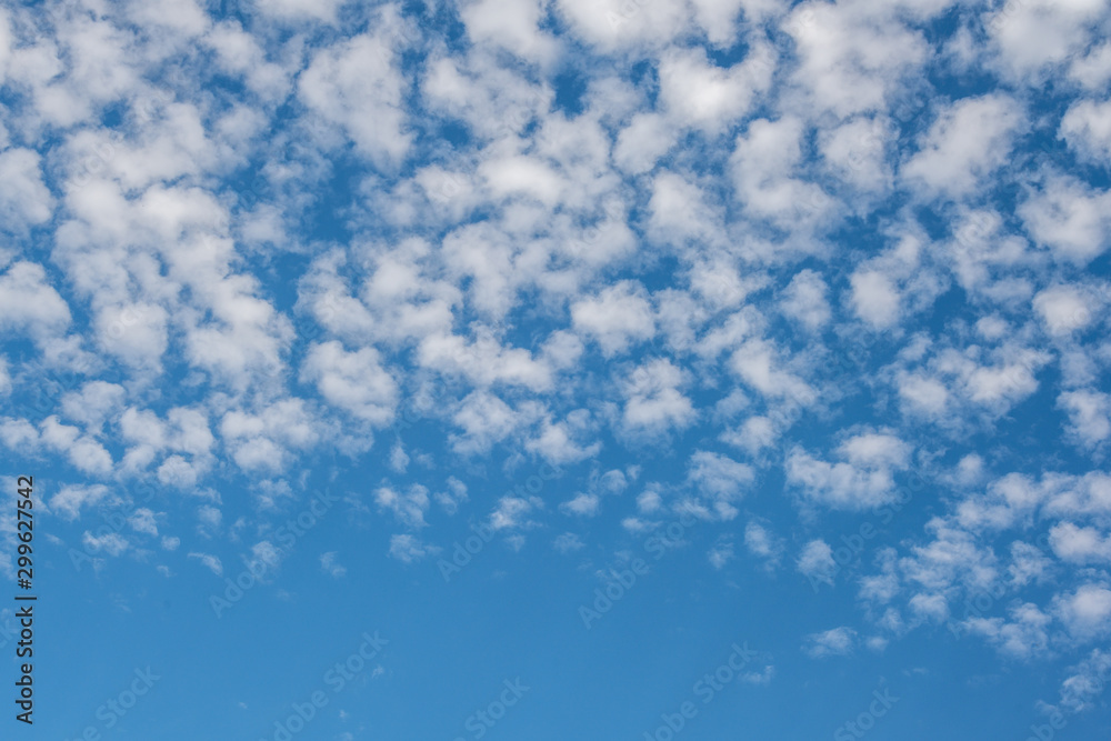 weiße Cirrocumuluswolken vor schönem blauen Himmel