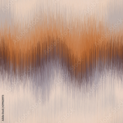 Soft blurry ikat gradient ombre seamless repeat vector pattern in natural terra cotta desert colors. Abstract landscape, ancient weaving. Great for home decor, fashion, stationary. Generative art.