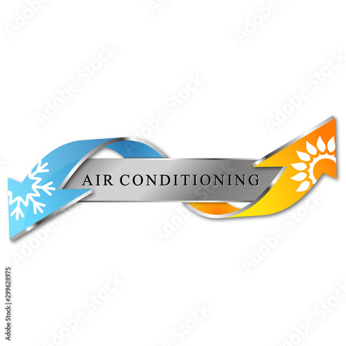 Cooling and heating arrows sun and snowflake air conditioning symbol
