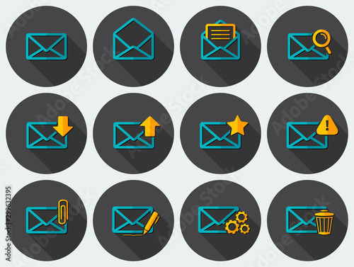 Flat email icons set