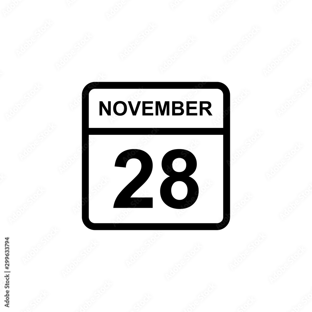 calendar - November 28 icon illustration isolated vector sign symbol calendar - November 28 icon illustration isolated vector sign symbol