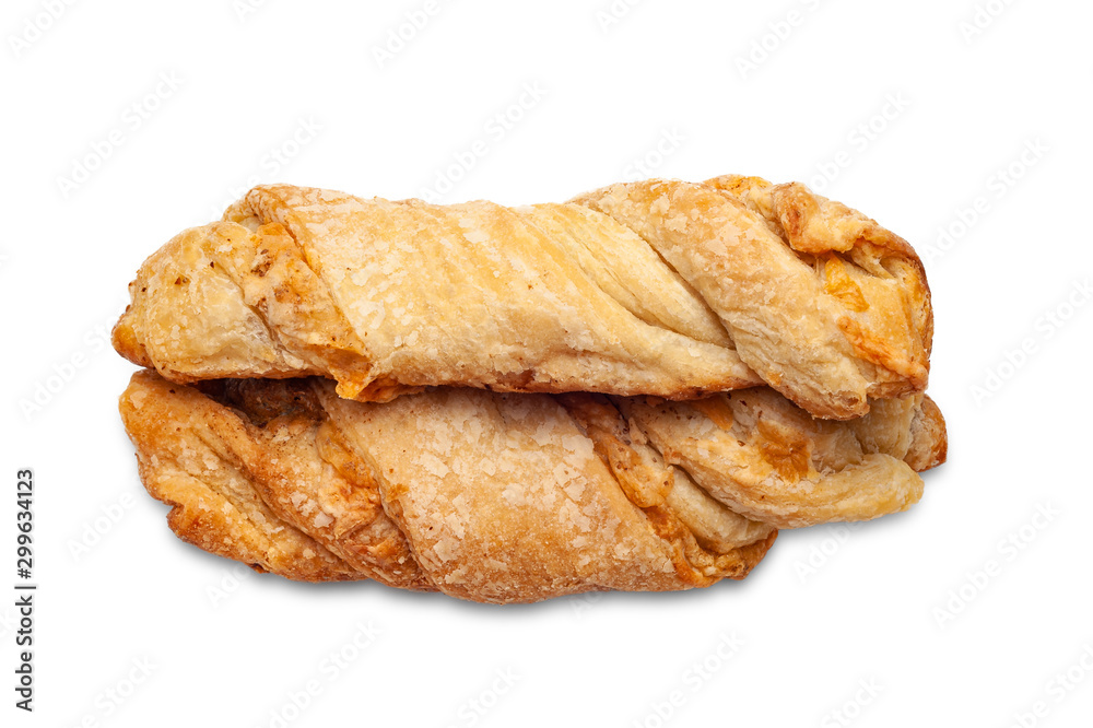 Cheese bread. Top view of two rolls fresh home-baked bread with cheese on a white background. Cheese bread. Top view of two rolls fresh home-baked bread with cheese on a white background.
