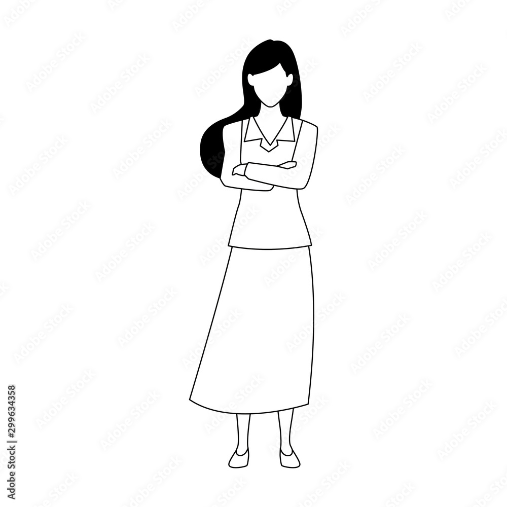 avatar businesswoman standing icon, flat design