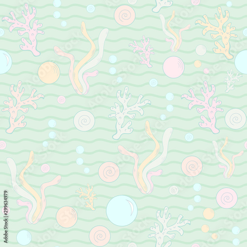 Seamless pattern with seaweed.Vector illustration.