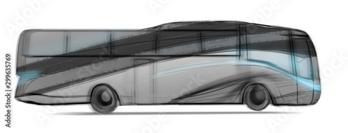 Driverless Autonomous Self driving bus. Driverless electric future car transport.