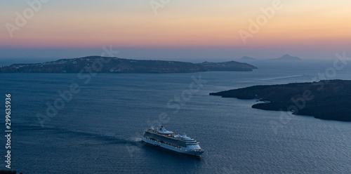 Cruise ship off Santorini