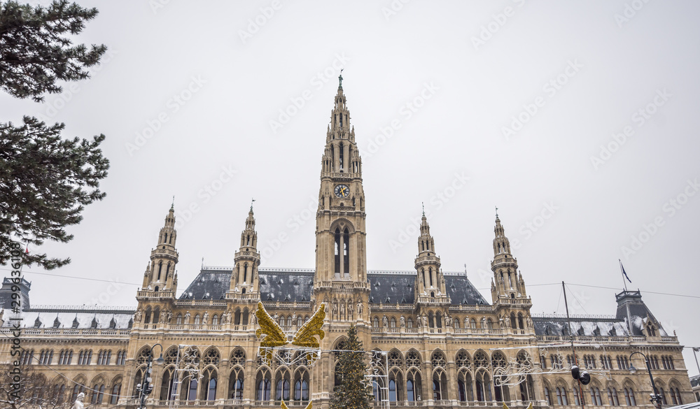 City Hall in the middle of Vienna at the Christmas Market.