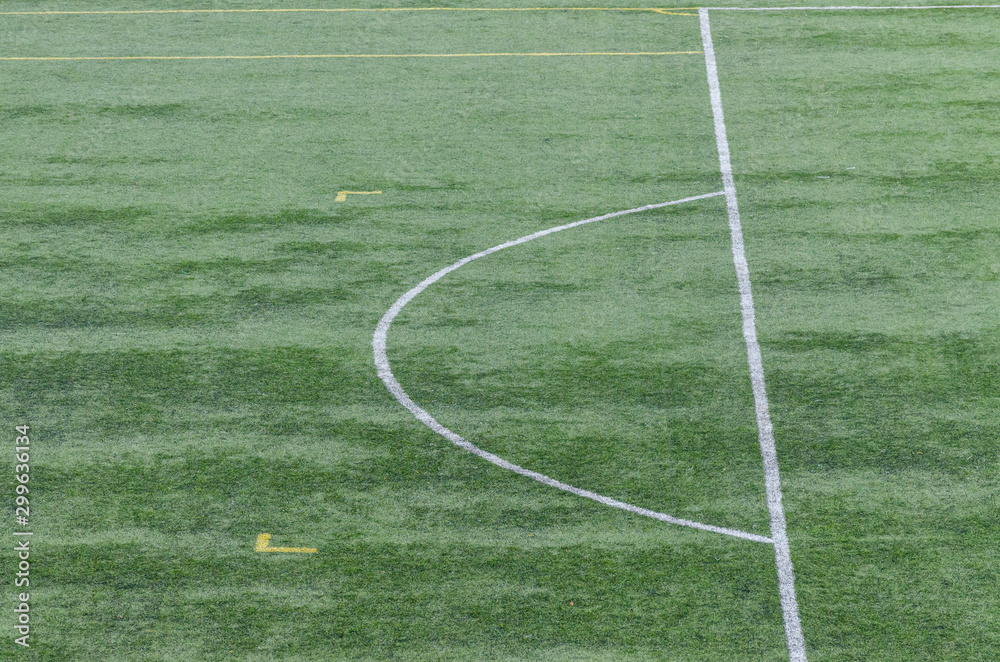 Detail of an artificial grass soccer field. Portugal.	