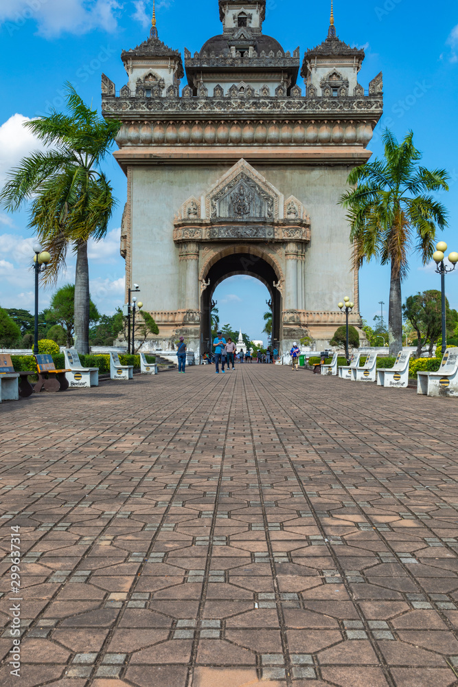 Patuxai Gate in the Thannon Lanxing area of Vientiane,Laos