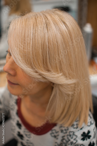 Blonde woman in profile