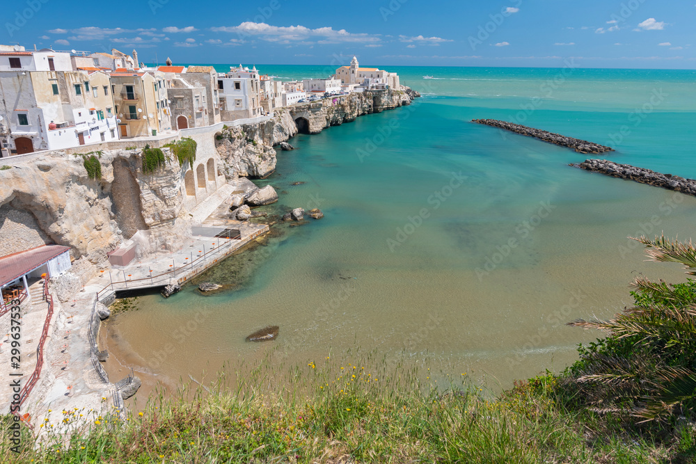 Scenic view of Vieste and Church of San Francesco the famous Pearl