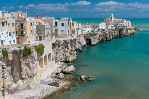 Scenic view of Vieste and Church of San Francesco the famous Pearl