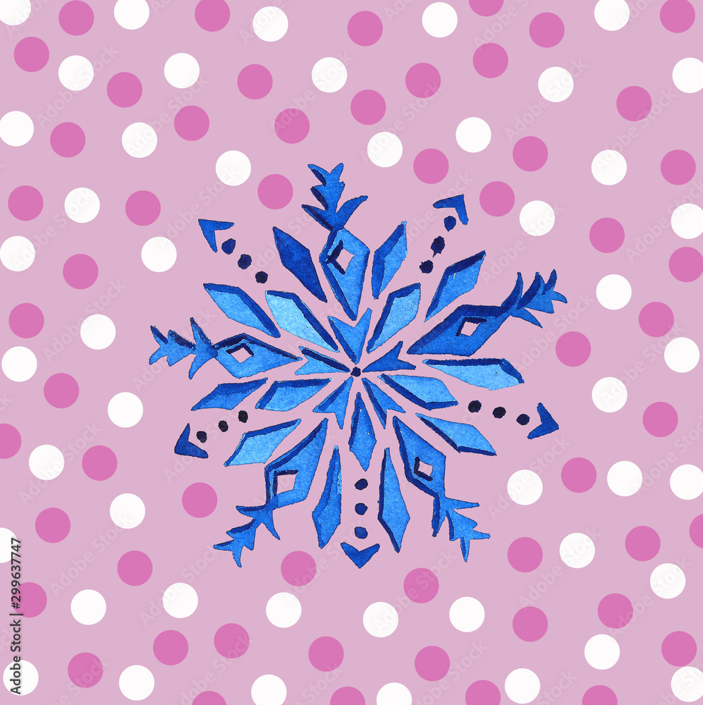 watercolor blue snowflake. Winter, christmas, holidays, celebration. Cold weather watercolor blue snowflake. Winter, christmas, holidays, celebration. Cold weather