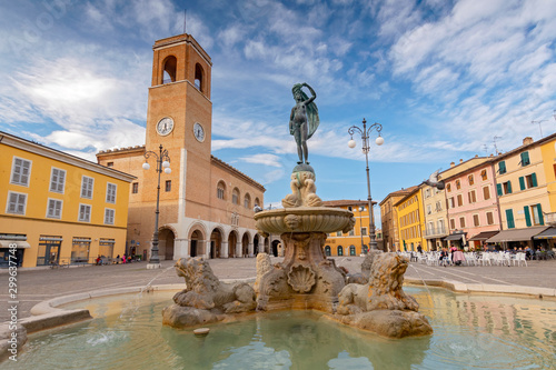 Fountain of Fortune and Palazzo del Podesta, Fano, Pesaro, Italy. photo