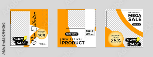 editable social networking post templates. for marketing on social media. frames, stories in puzzles, backgrounds, banners, vector illustration elements