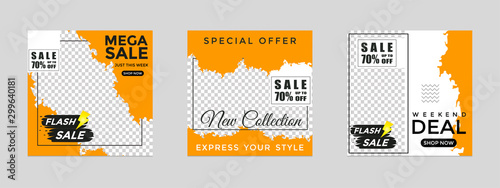 Editable social media post templates, Instagram story collections, social networking frames, layout designs, Mock-ups for marketing promotions, covers, banners, backgrounds, square puzzles. vector