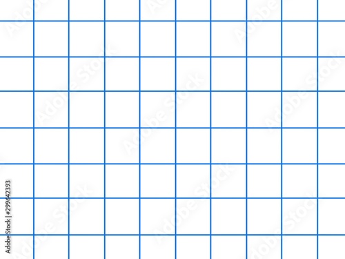 Graph paper sheet, grid paper texture, grid sheet, abstract grid line, blue straight lines on white background, Illustration business office and the bathroom wall. photo