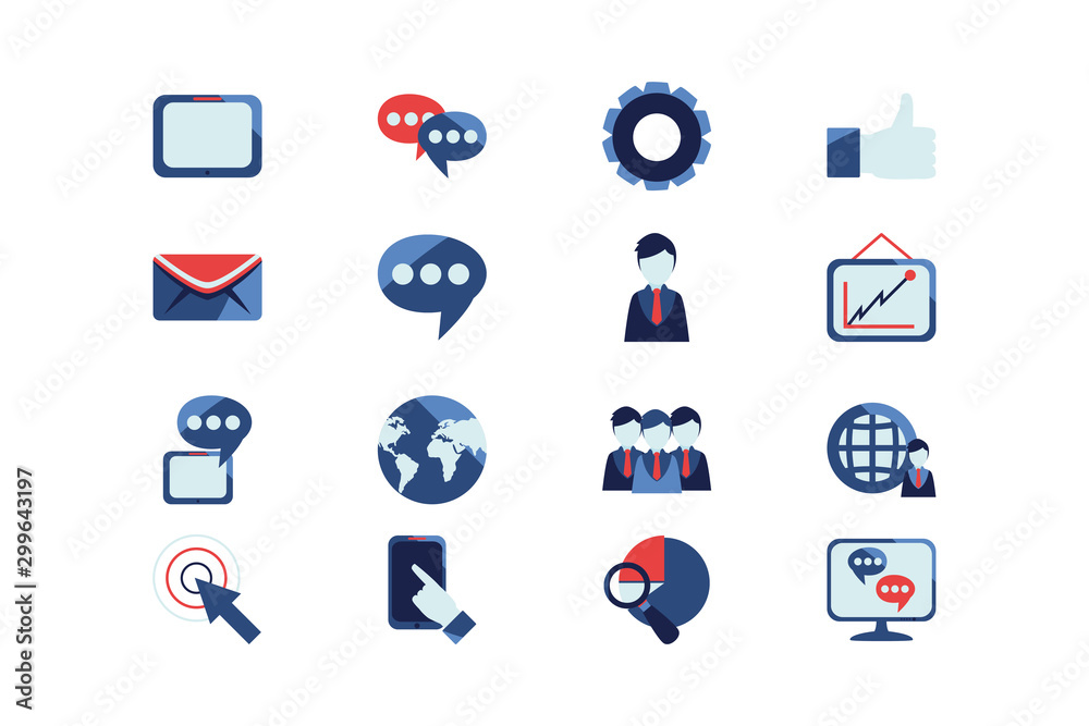 Variety social media and technology icon set vector design