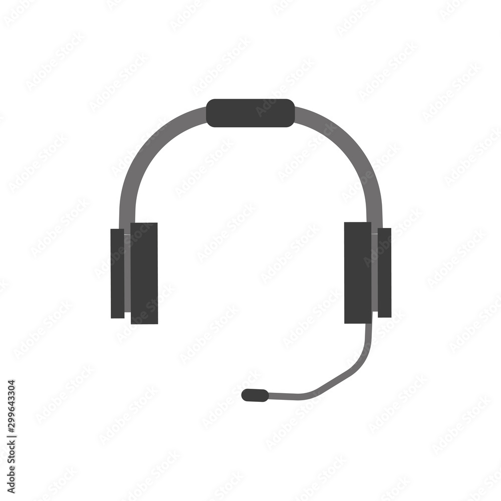 headphones and microphone tech support in flat style headphones and microphone tech support in flat style