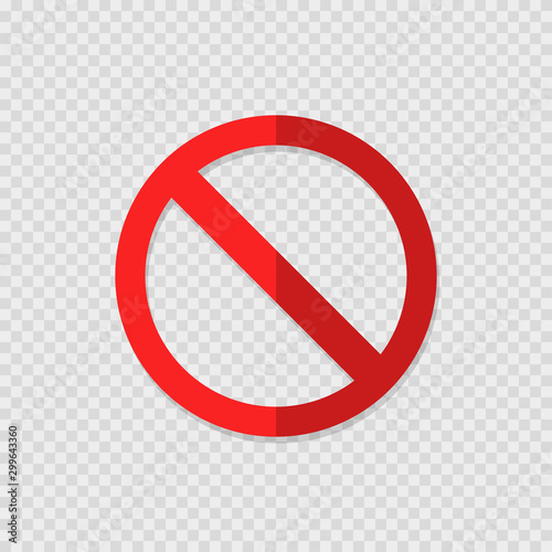 ban sign on transparent background with shadow