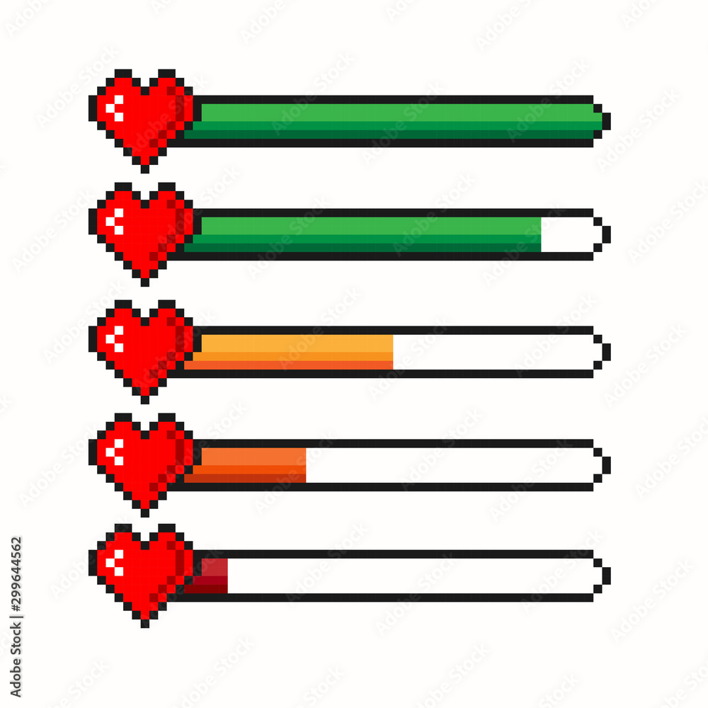 Premium Vector  Vector heart icon set pixel game life bar controller  indicator heart minecraft