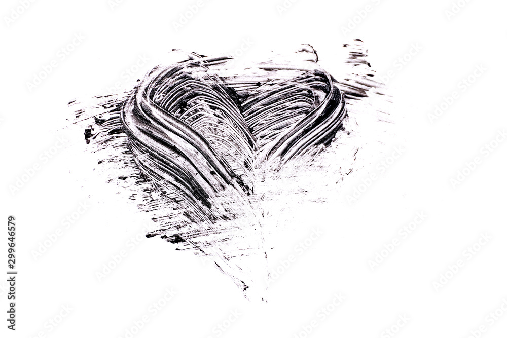 Mascara stroke in shape of heart on white background Mascara stroke in shape of heart on white background