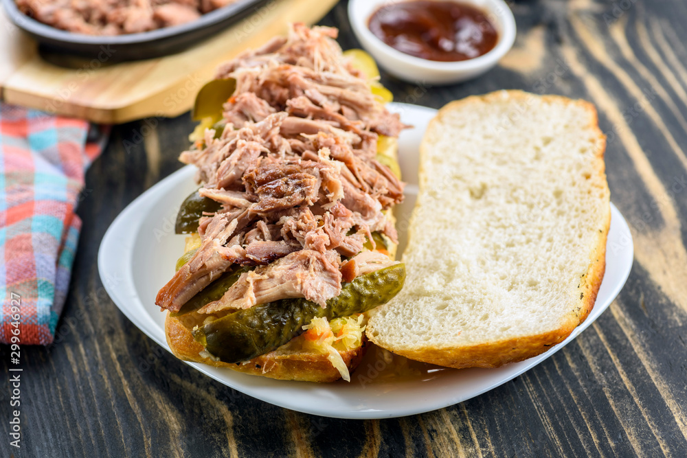 sandwich with pulled pork and sauerkraut sandwich with pulled pork and sauerkraut