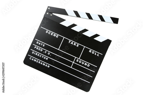 Fotobehang Clapper board isolated on white background