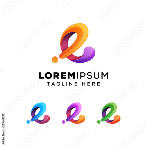 modern letter E abstract logo template, colorful, letter e logo