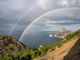 Double rainbow on the coast of Mallorca, Spain