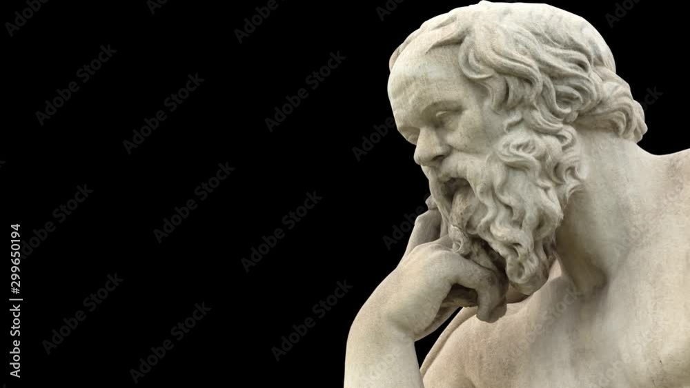 Close up of ancient Greek philosopher Socrates statue